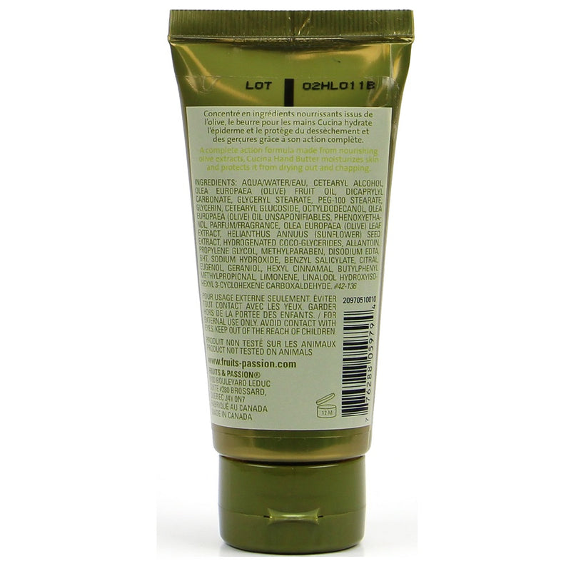 Fruits & Passion Cucina 3 Piece Holiday Gift Set (Coriander & Olive Tree)-Hand Cream -Back Description