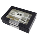 Decorebay Black Wood Rings & Cufflink Jewelry Box Organizer