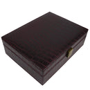 Decorebay Crocodile Brown Handcrafted PU Leather Watch and Cufflink Storage Organizer