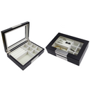 Decorebay Black Wood Rings & Cufflink Jewelry Box Organizer