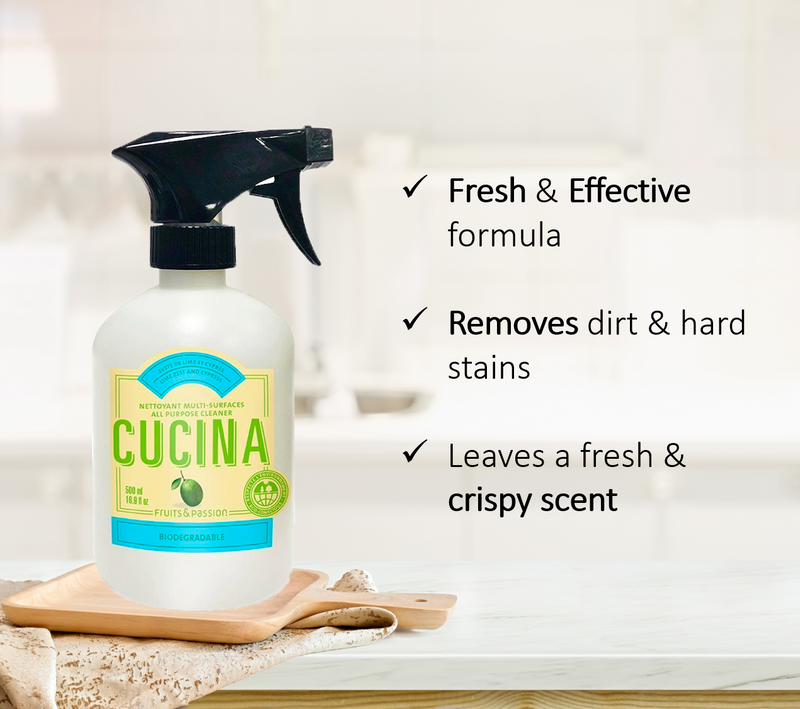 Cucina Lime Zest and Cypress All Purpose Cleaner 500 Milliliters-Features