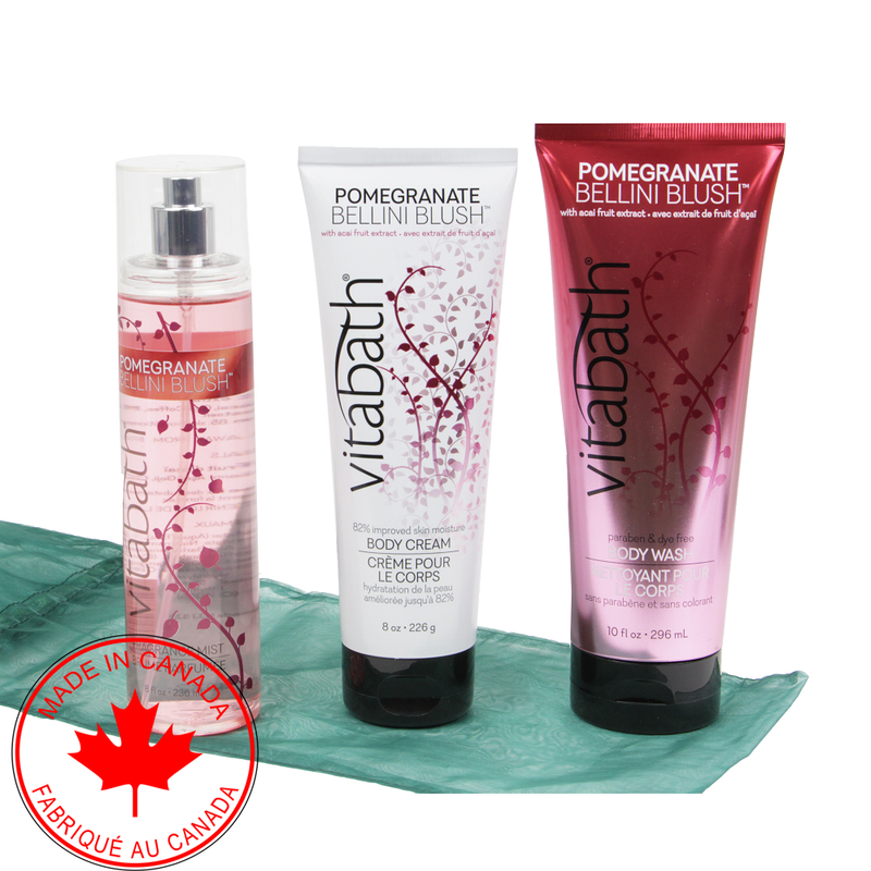 Vitabath Pomegranate Bellini Blush Body Care 3- Pc Gift Set-Front Description
