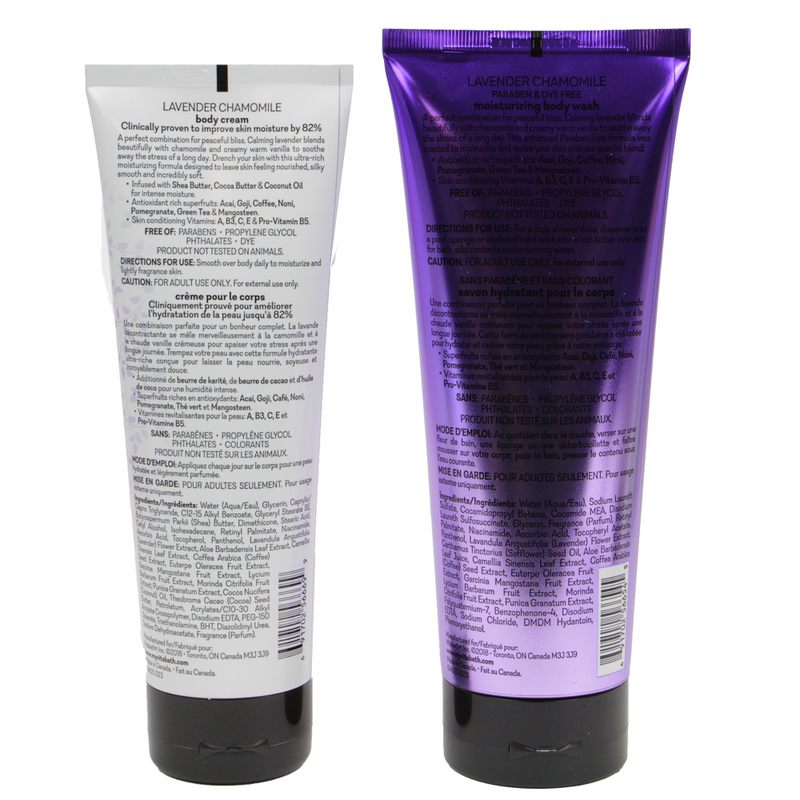 Vitabath Lavender Chamomile Body Cream & Body Wash Duo Set-Back Description