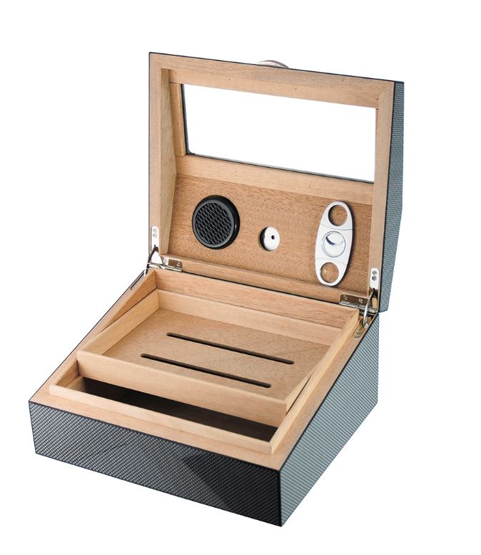 Decorebay Wood lined Cigar Cabinet Humidor Cigar Case, Best Man Gift-opened