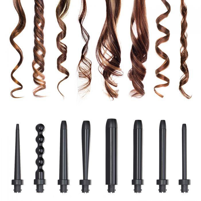 Nume 8 in 1 interchangeable tourmaline ceramic curling wand set Octo