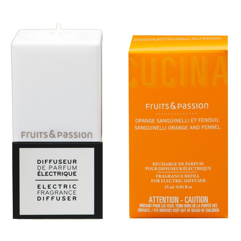 Fruits & Passion Sanguinelli Orange and Fennel Electric Fragrance Diffuser Refill 25 ml and White Plug Set