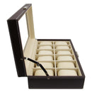 Decorebay Men 12 Watch Display Box Cufflink Case and Ring Jewelry Storage Organizer Box Russet